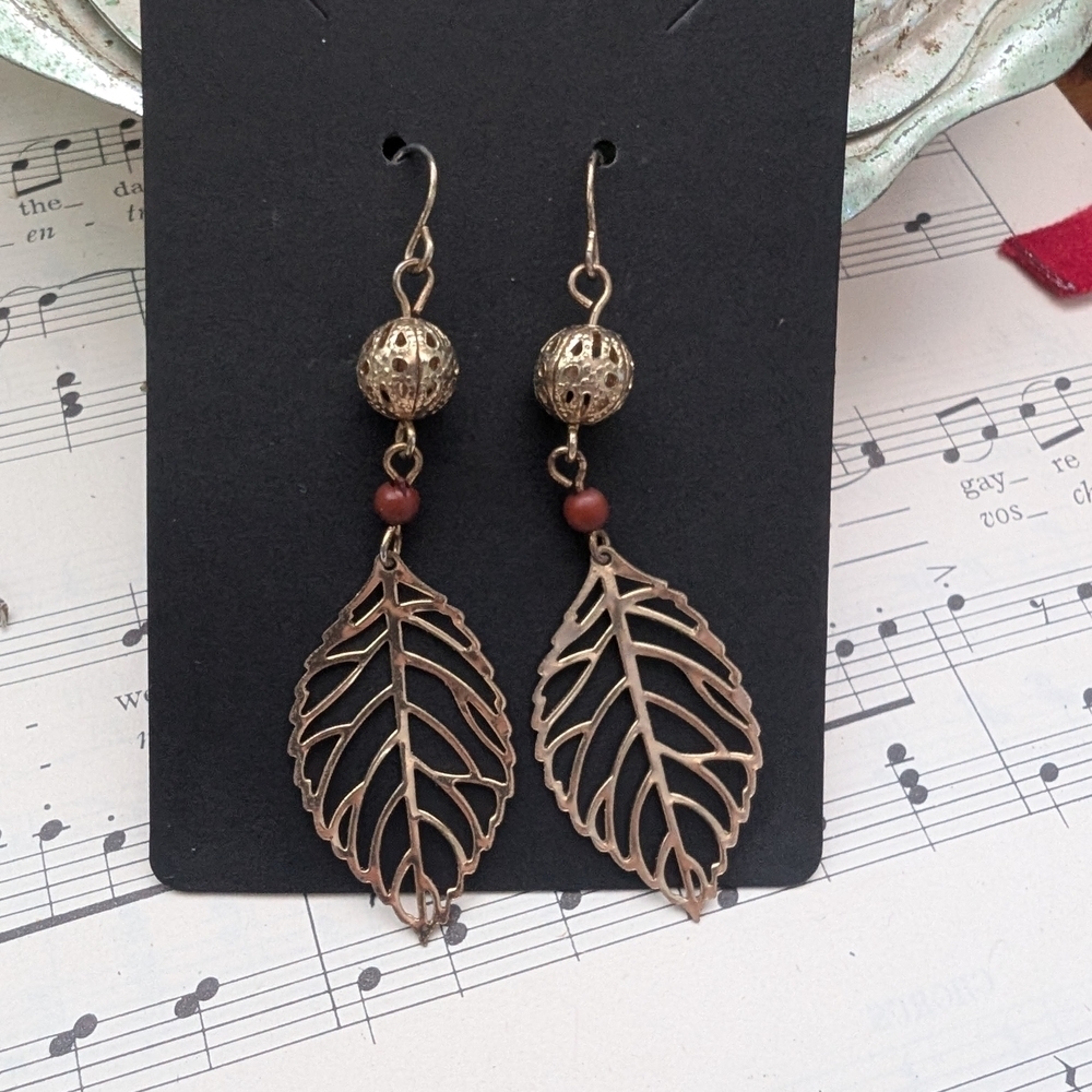 Vintage Gold Leaf Earrings